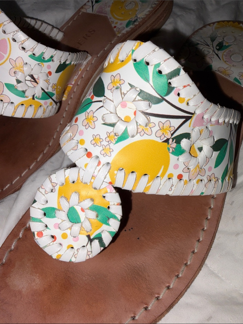 HTF Jack Rogers Lemon print whipstitch Flat Sandals - Picture 13 of 13